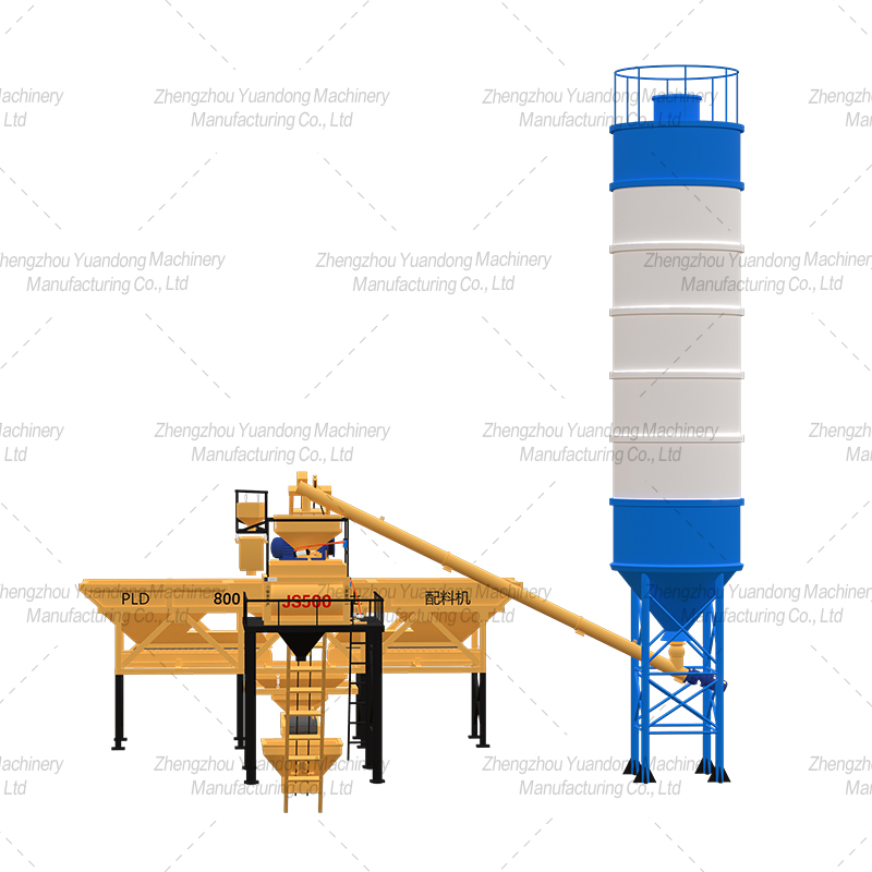 HZS-25 (500+3 silos) simple concrete mixing plant