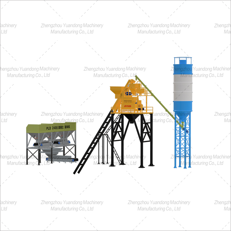 HZS-75 (1500+3 silos) simple concrete mixing plant(圖3)